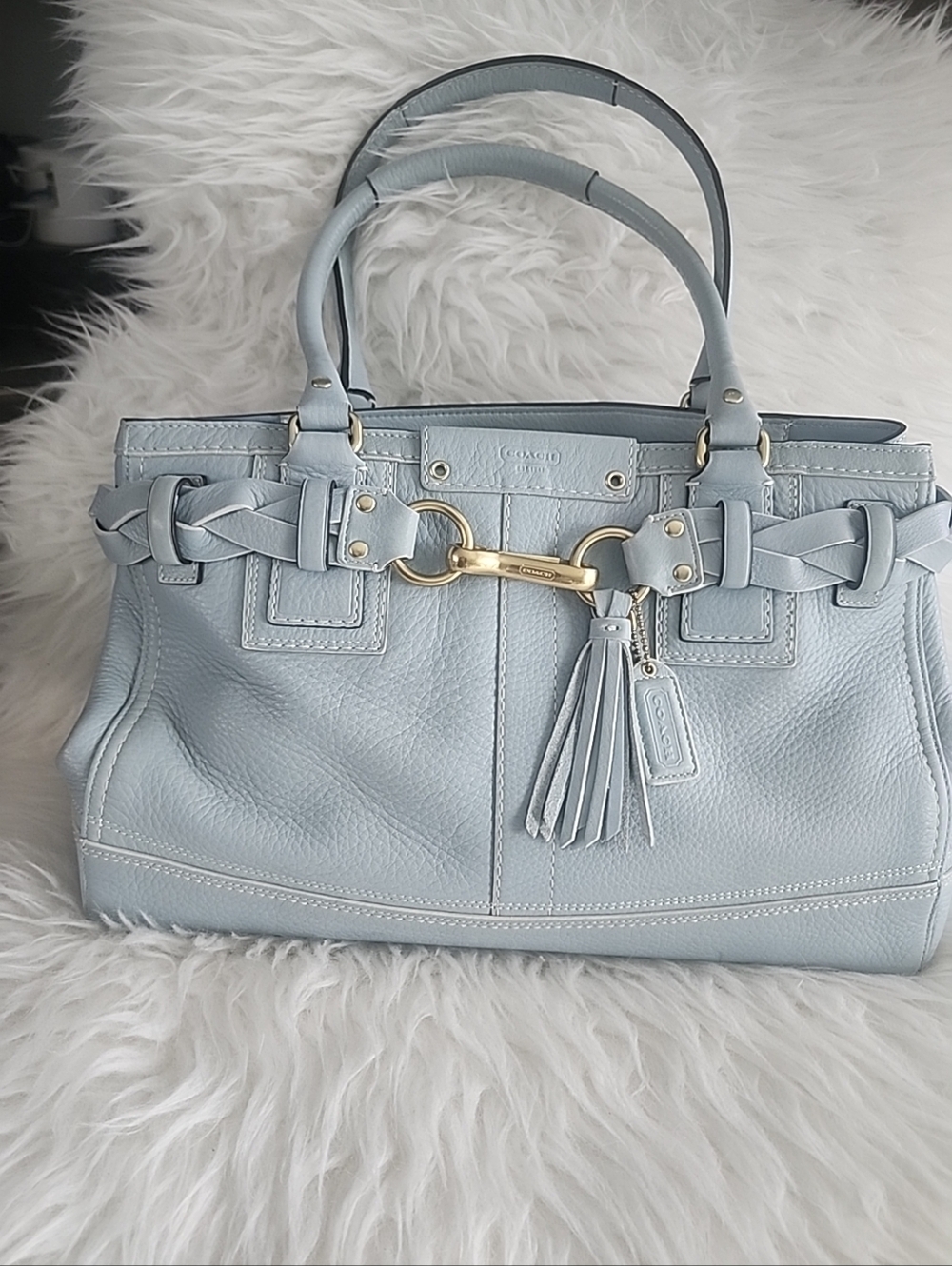 COACH vintage large Hamptons Carryall Satchel in baby blue